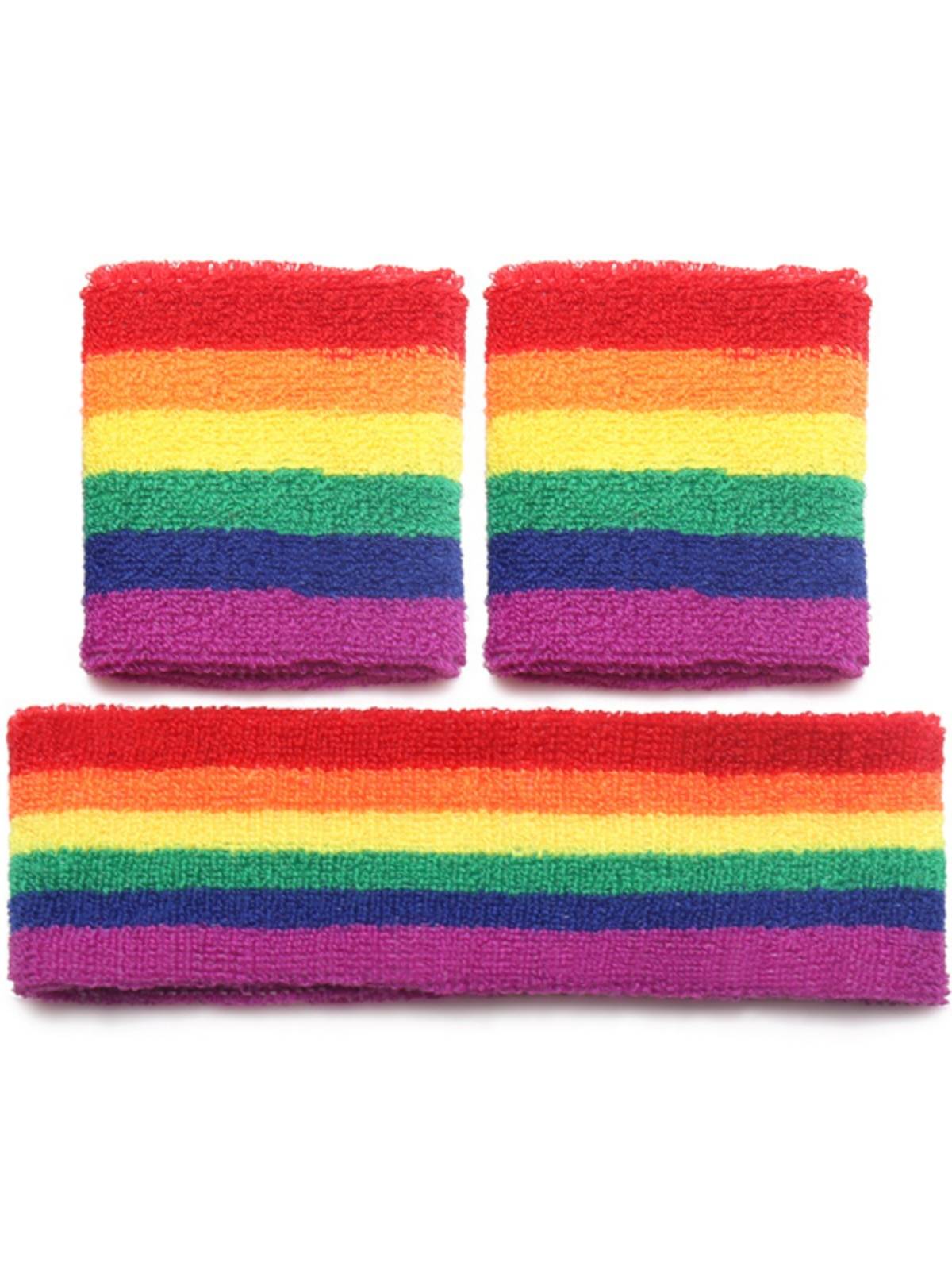 Rainbow wrist guard sports Outdoor badminton fitness, sweat absorption, color striped towels, wrist tinnis wristband