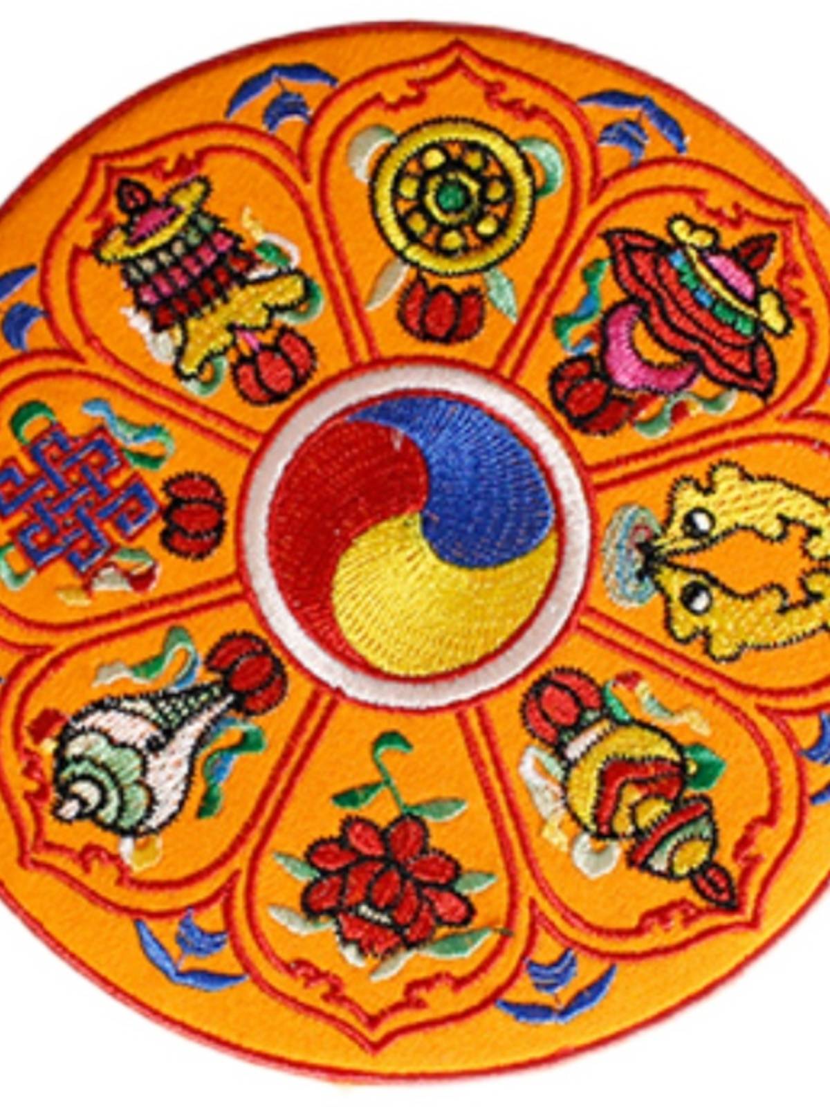 Round magazine cushion embroidered Bajixiang magic instrument pad embroidered hand drum pad anti -slip mouse pad Manzaki bell pad