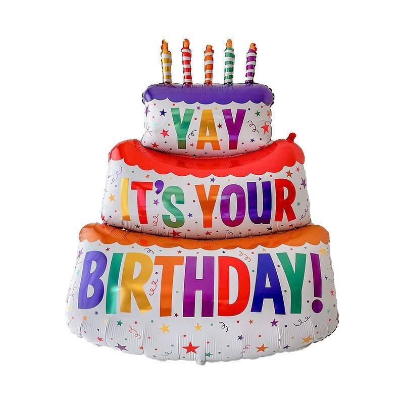 Birthday cake aluminum membrane balloon baby year -old party arrangement children's digital camera props ins scene decoration
