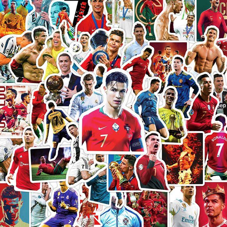 100 Cristiano Ronaldo World Cup Handbook Pattern Manchester United Football player pink support stationery handbook computer desktop skateboard material water cup decorative waterproof self -paste painting
