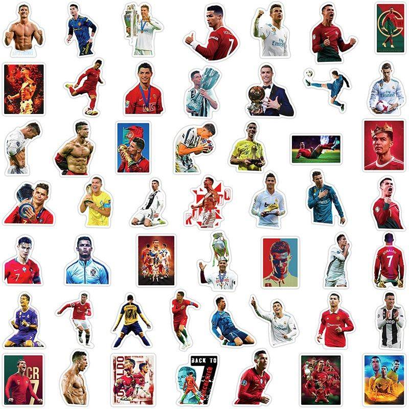 100 Cristiano Ronaldo World Cup Handbook Pattern Manchester United Football player pink support stationery handbook computer desktop skateboard material water cup decorative waterproof self -paste painting
