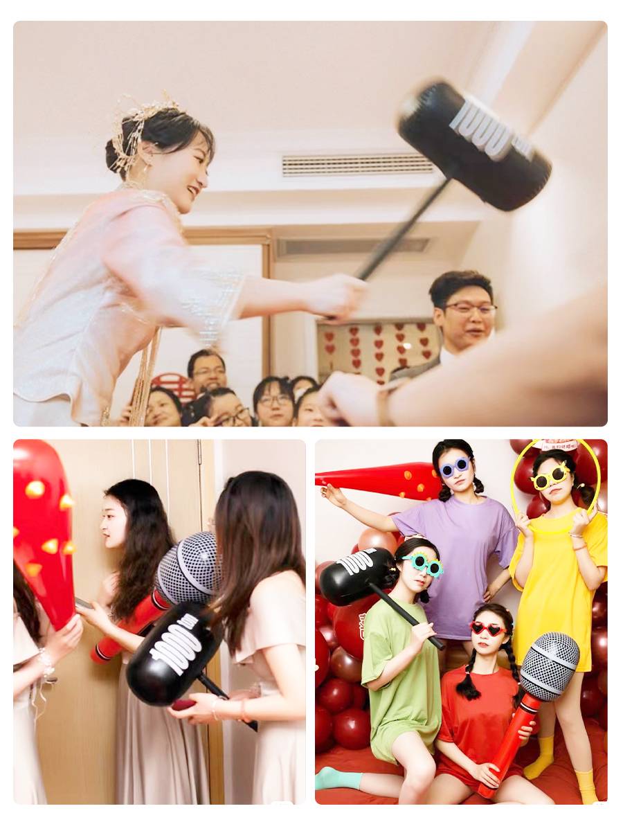 Pick -up hammer toy ball balloon hammer oversized punishment of grooms grooms grooms fancayers air thousand -ton hammer wolf tooth stick microphone