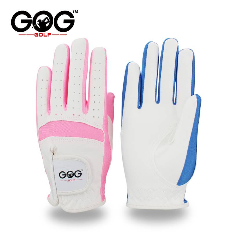 GOG GOLF GLOVES, QUALITY FIBRE GLOVES, GIRL HANDS, BLUE PINK
