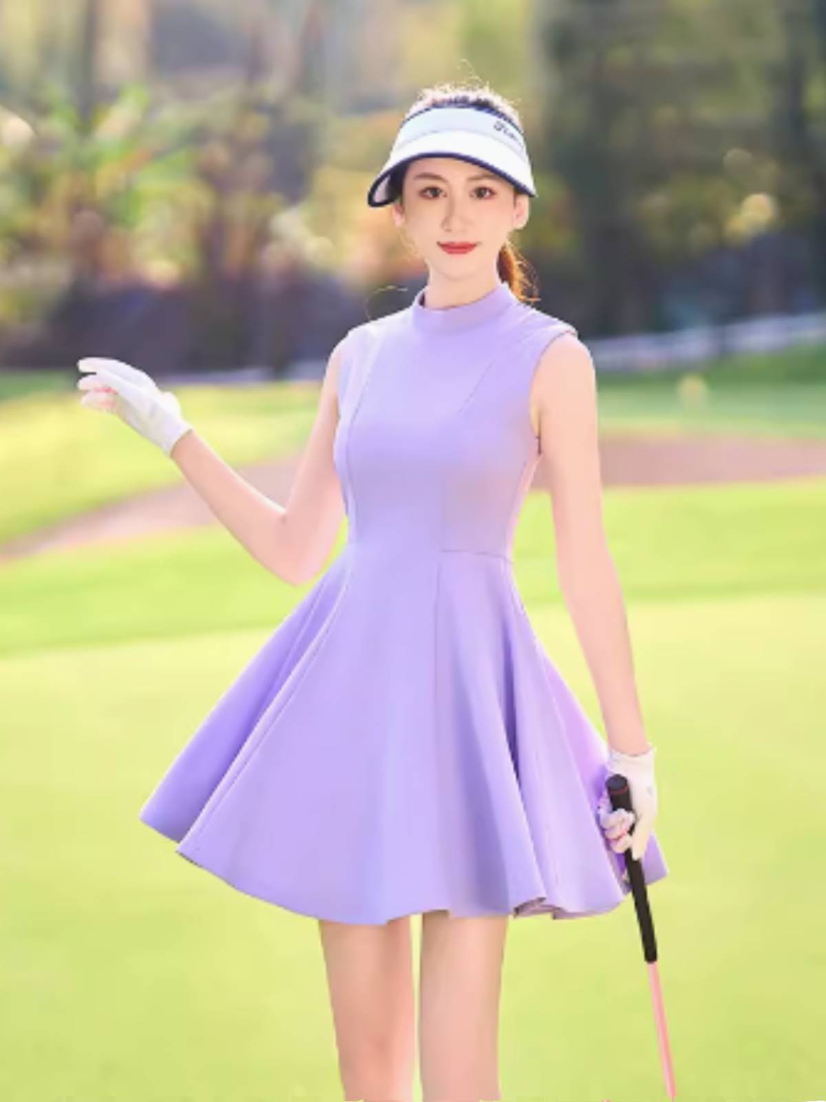 "spring shaft short skirts, short sleeveless short sleeves, golf tennis dress, korean tweedy."