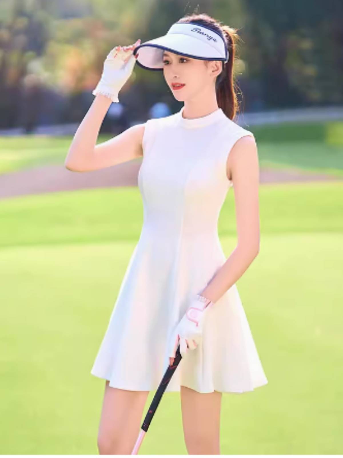 "spring shaft short skirts, short sleeveless short sleeves, golf tennis dress, korean tweedy."