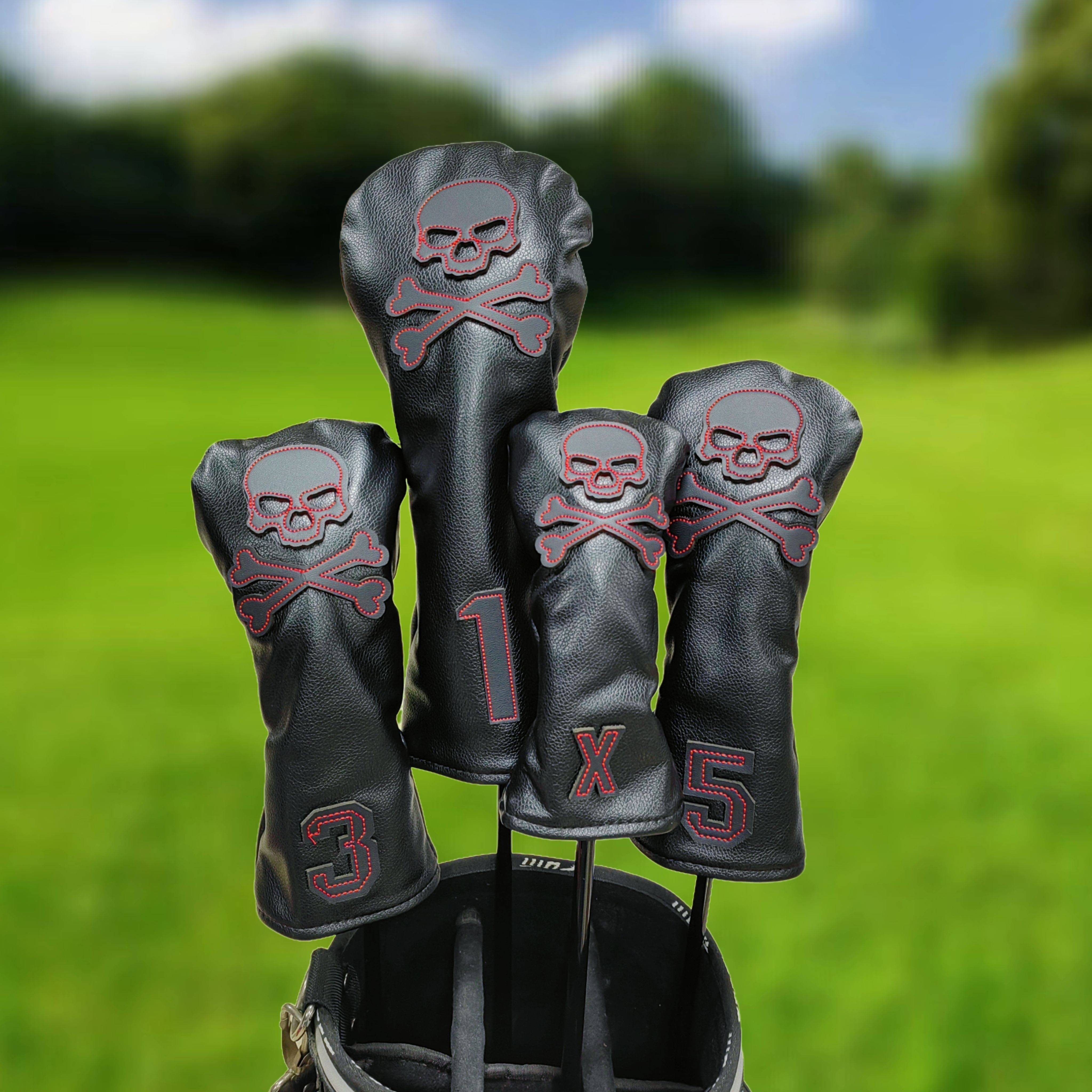 Four sets of skull-black wooden poles