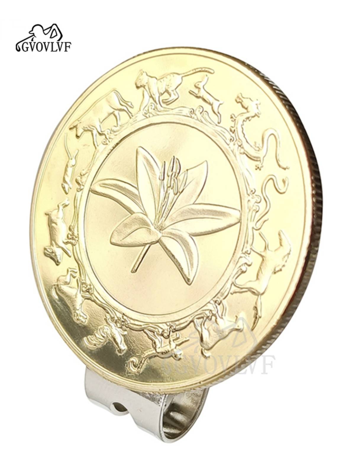 Golf hats and gold-coloured Magnet caps for Golf Mark ball slots