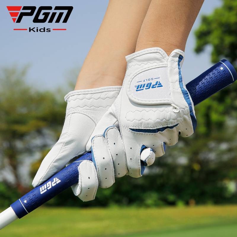 PGM children's golf gloves boys breathable sheepskin two non -slip young teenagers girl leather gloves