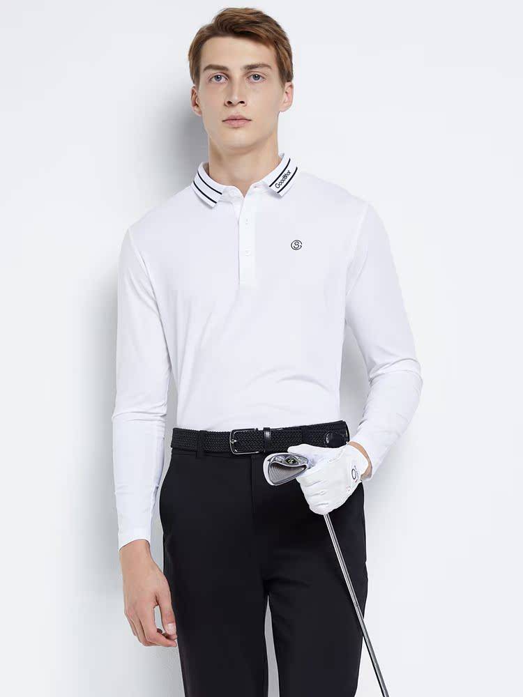 Autumn and winter golf men's long -sleeved fast -drying slim -fit Polo shirt genuine GOLF clothing men's casual sports shirt white