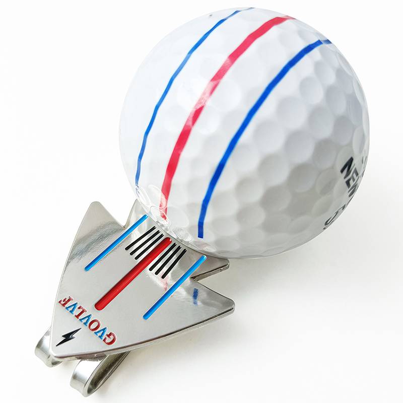 Golf hat clip MARK position three -line aiming Mark aircraft shape design with magnet clip ball band