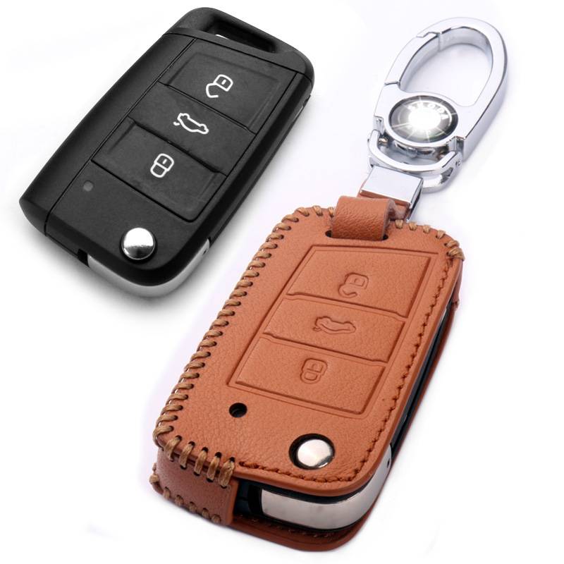 The leather key sleeve is dedicated to Volkswagen Langya Santana Polo POLO Golf Ling Tu Guanbao to Sagitar