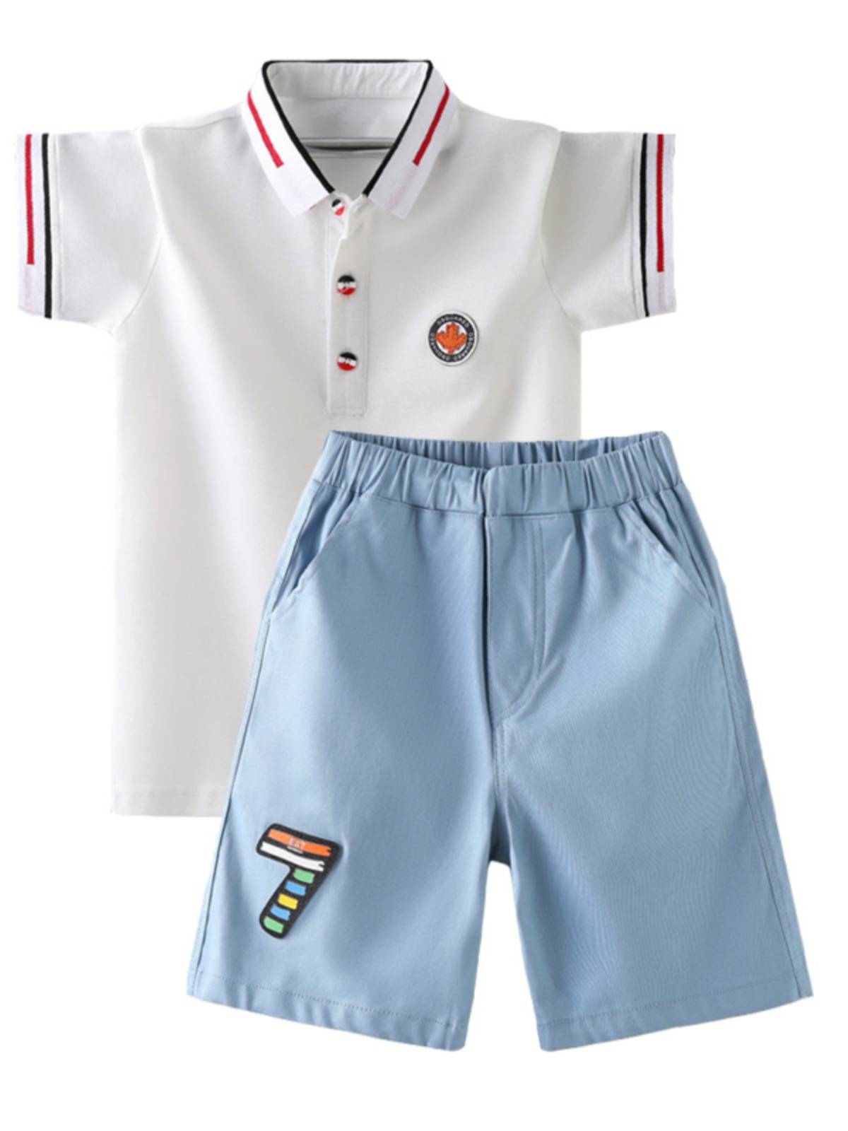 Children golf summer clothes boys lapel short -sleeved ball uniform sports five -point pants Golf youth set