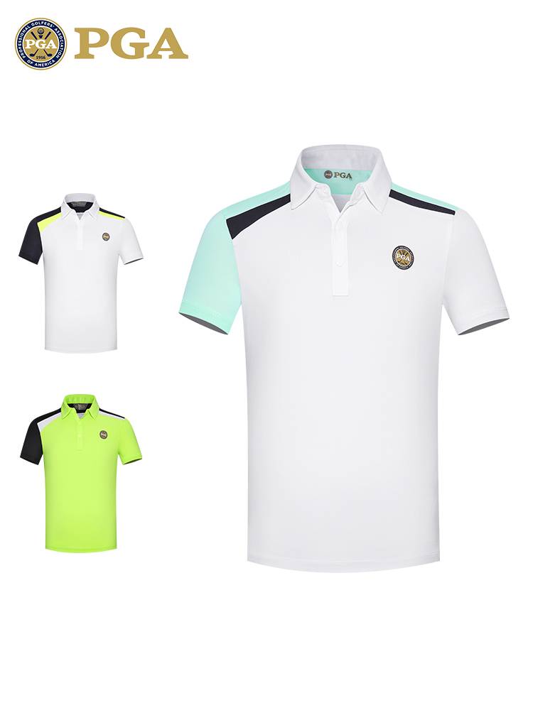 American PGA children's golf suit boy short -sleeved T -shirt in summer, hygroscopic quick -drying UV clothing antibacterial clothes