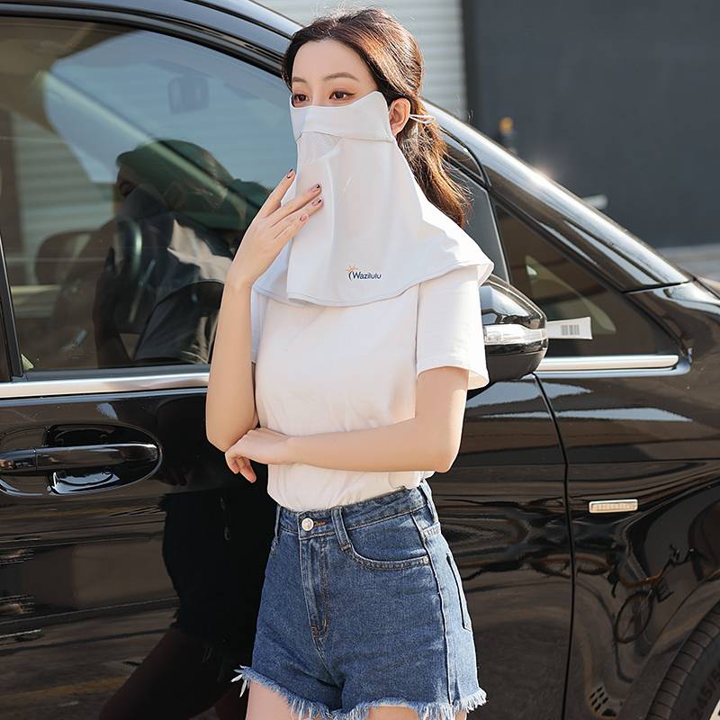 Bingshi thin sports veil sunscreen and breathable mask hanging ear female sunshade golf full face outdoor riding driving