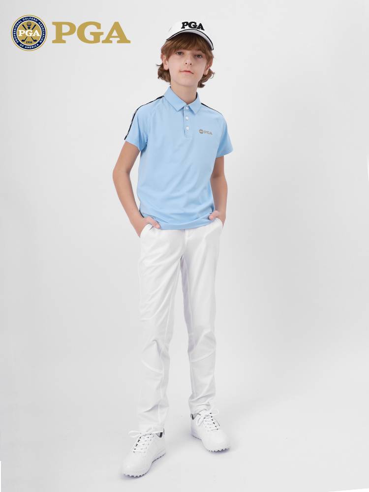 American PGA2024 new children's golf clothes boys short -sleeved T -shirt POLO shirt youth summer clothing