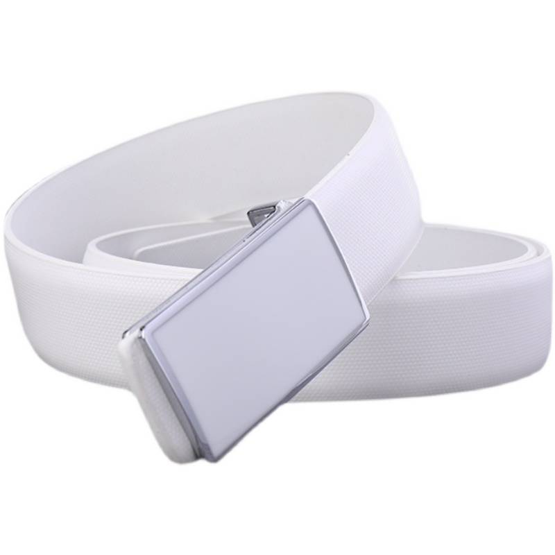 Golf belt male leather white flat sliding fastener men's waist belt female new casual high -end pure pure leather pants with tide