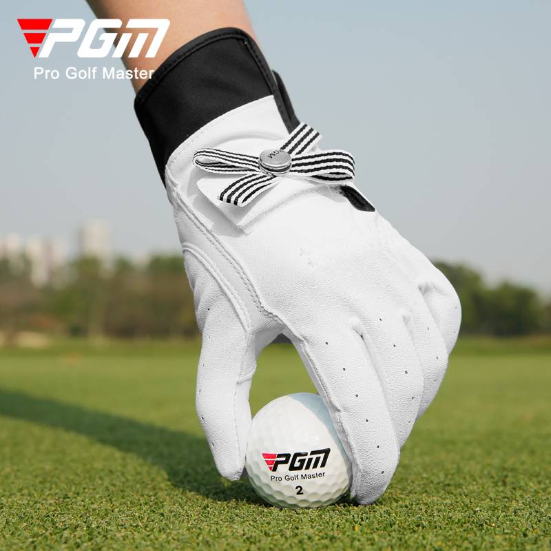 PGM golf gloves ladies sheepskin anti -skid leather sunscreen and long models of summer new with Mark two -handed