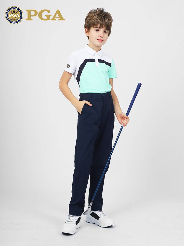 American PGA children's golf trousers boys spring and summer set sports facial fabric elastic belt breathable pore design