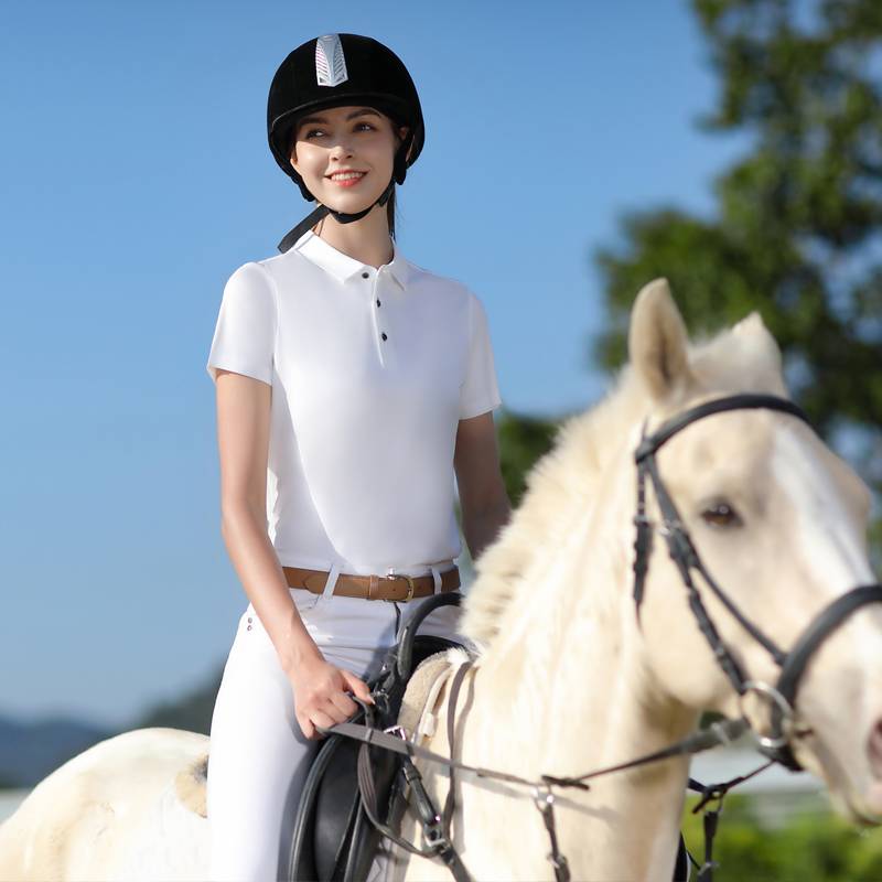 Light luxury silk light cotton pure color short -sleeved POLO lapel business work service equestrian golf custom print logo embroidery