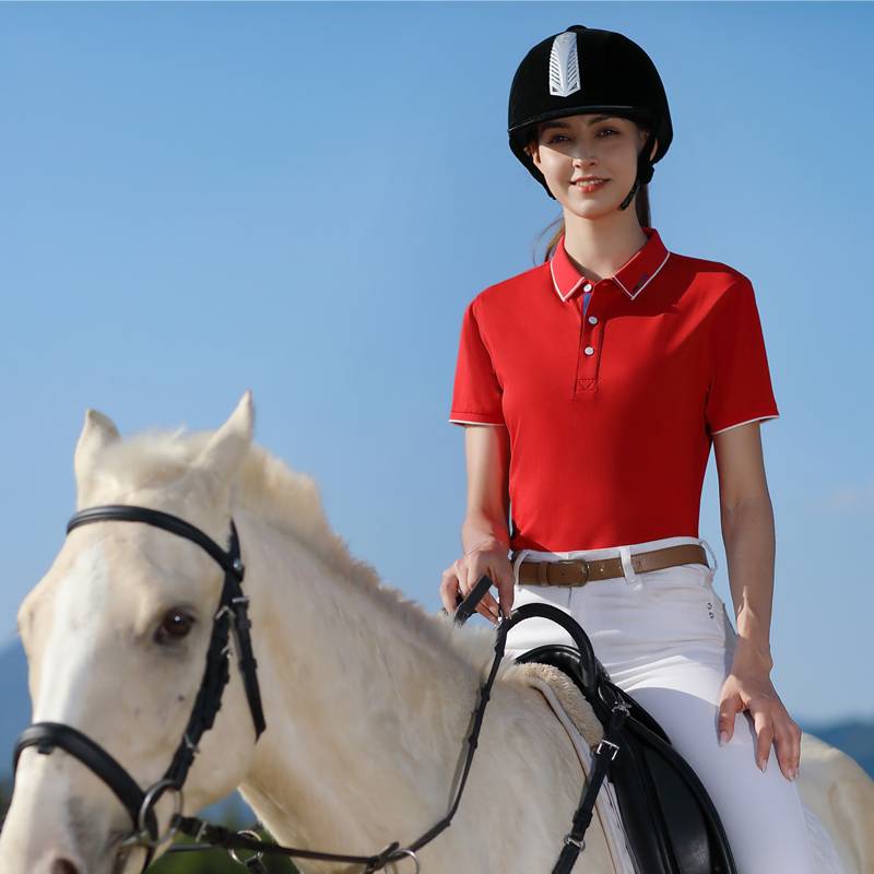 Light luxury silk light cotton pure color short -sleeved POLO lapel business work service equestrian golf custom print logo embroidery