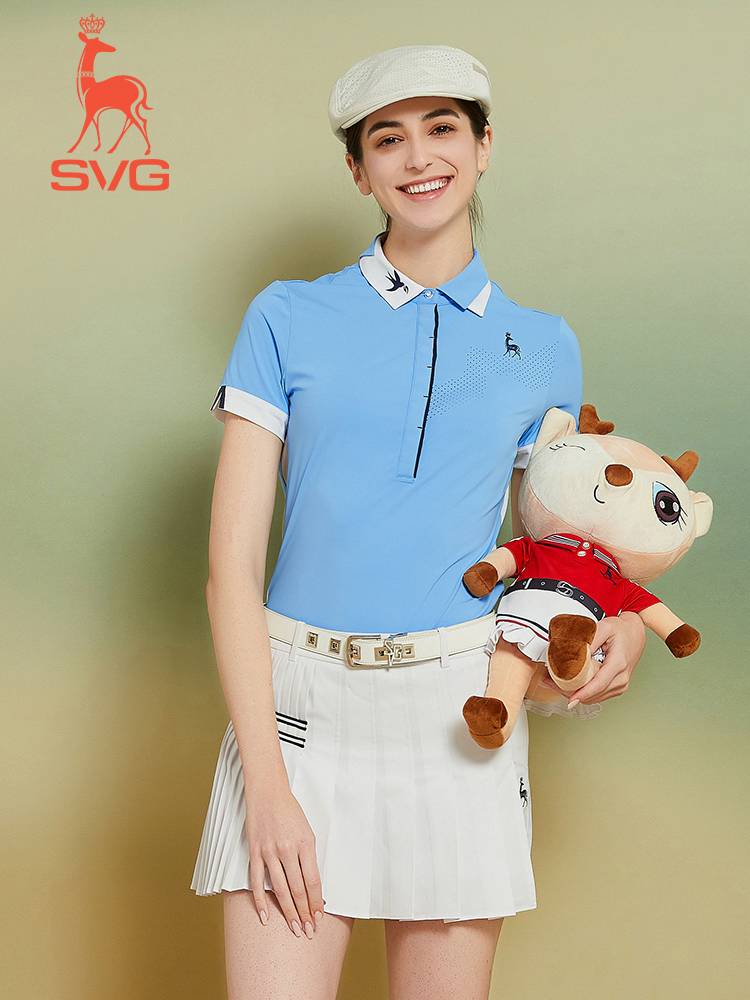 SVG Golf Costume Women's Spring and Summer New Simple Color Piece Short -sleeved T -shirt POLO Shirt Sports Top