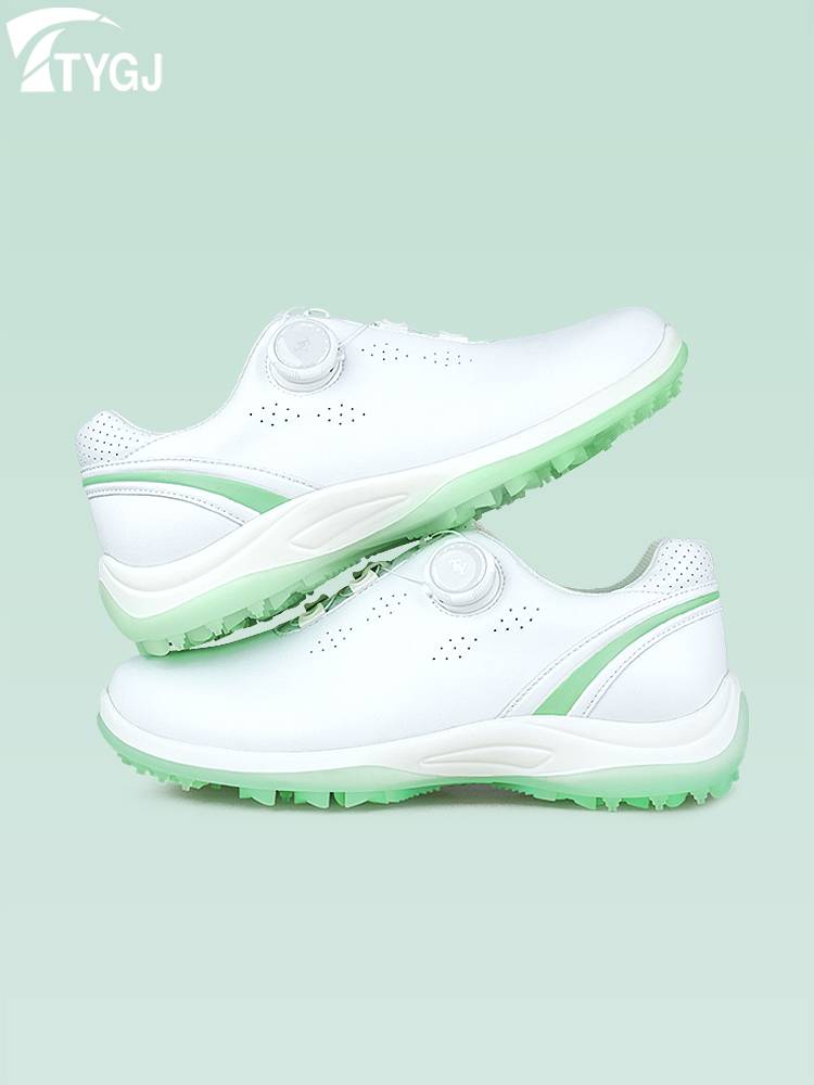 Ms. Golf Shoes, waterproof, slid, spin-butt-shoe-shoe-shoe-fixed, light, white and green sneakers