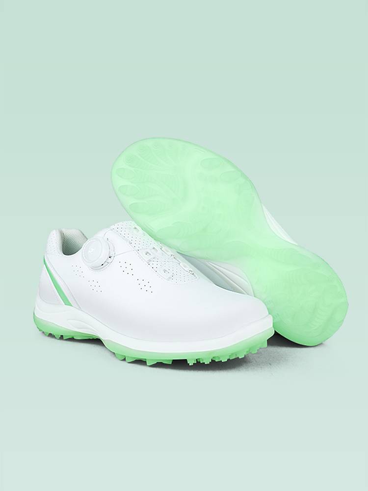 Ms. Golf Shoes, waterproof, slid, spin-butt-shoe-shoe-shoe-fixed, light, white and green sneakers