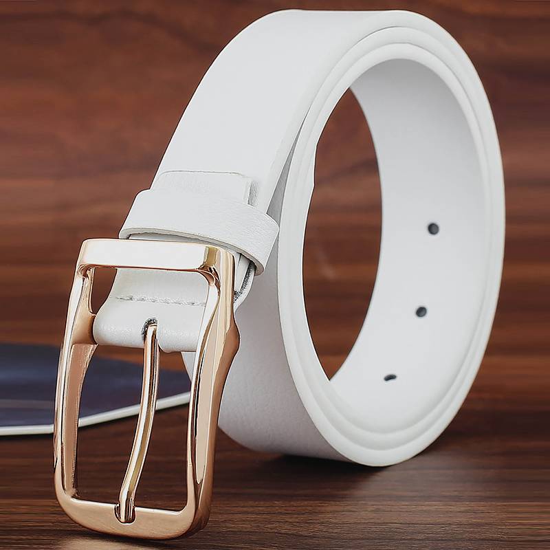 Belt leather male lady casual white lumbar pope buckle jeans simple wild pants with young golf tide