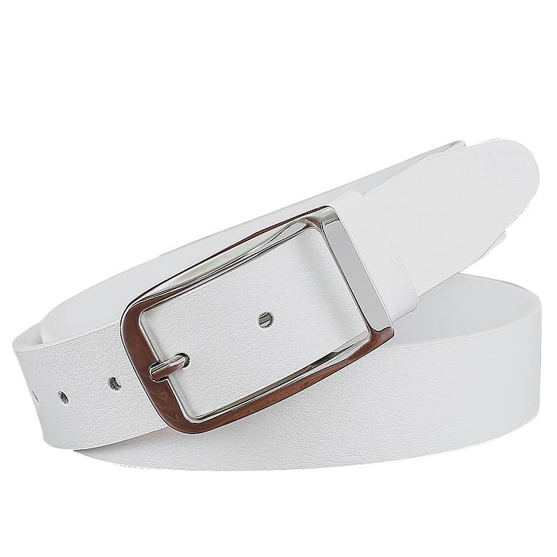 Belt leather male lady casual white lumbar pope buckle jeans simple wild pants with young golf tide