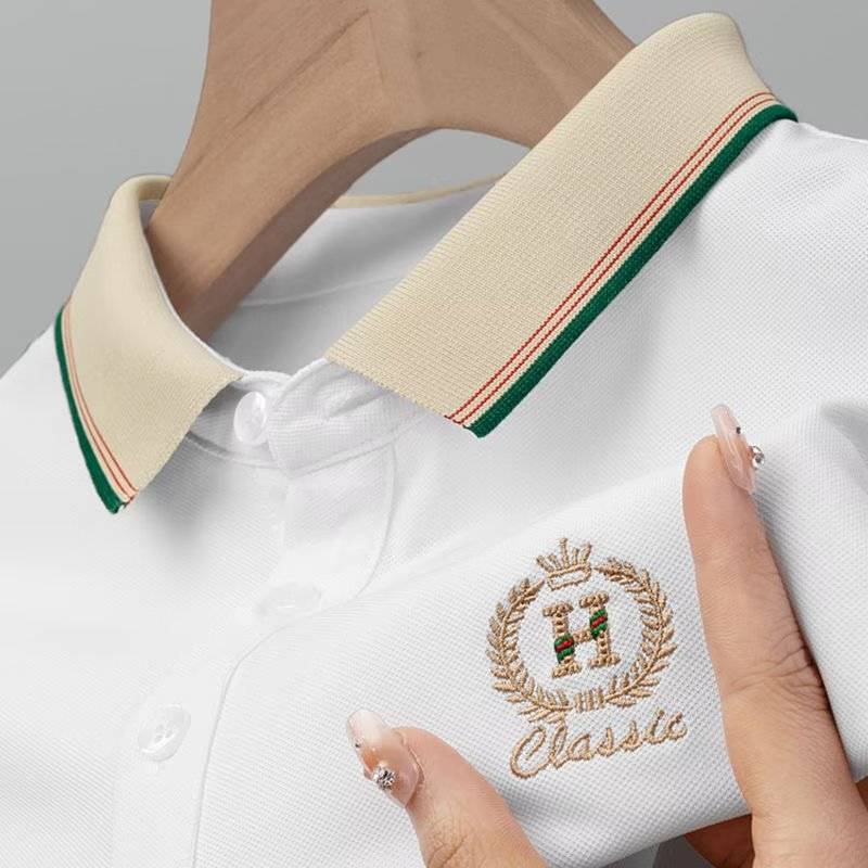 2024 new male polo shirt, short sleeve T-shirts, air embroidery for the leisure business campaign