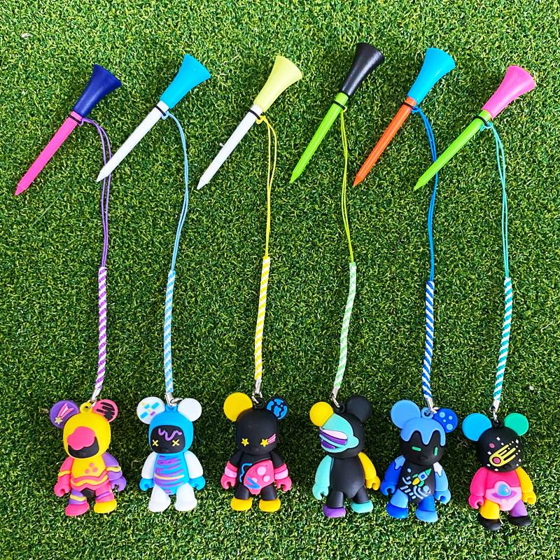 KOREA HOT GOLF TEE, A LOVELY CARTOON HANGER FOR GOLF TEE WITH A ROPE TO PROTECT THE GOLF PARTS