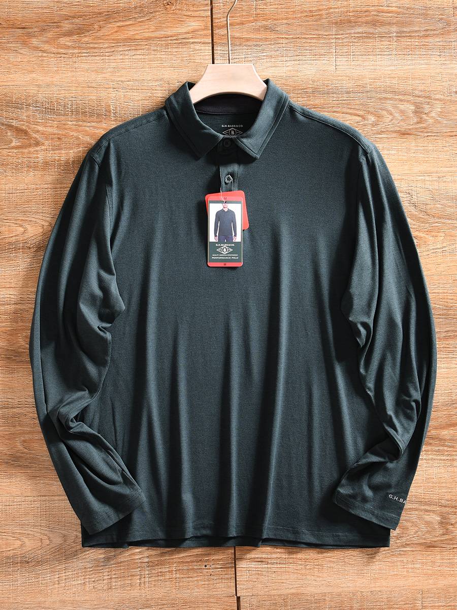 GOLF + WET AIR! AUTUMN AND WINTER MEN'S BUSINESS RECREATIONAL PURE LONG-SLEEVED POLO SHIRT