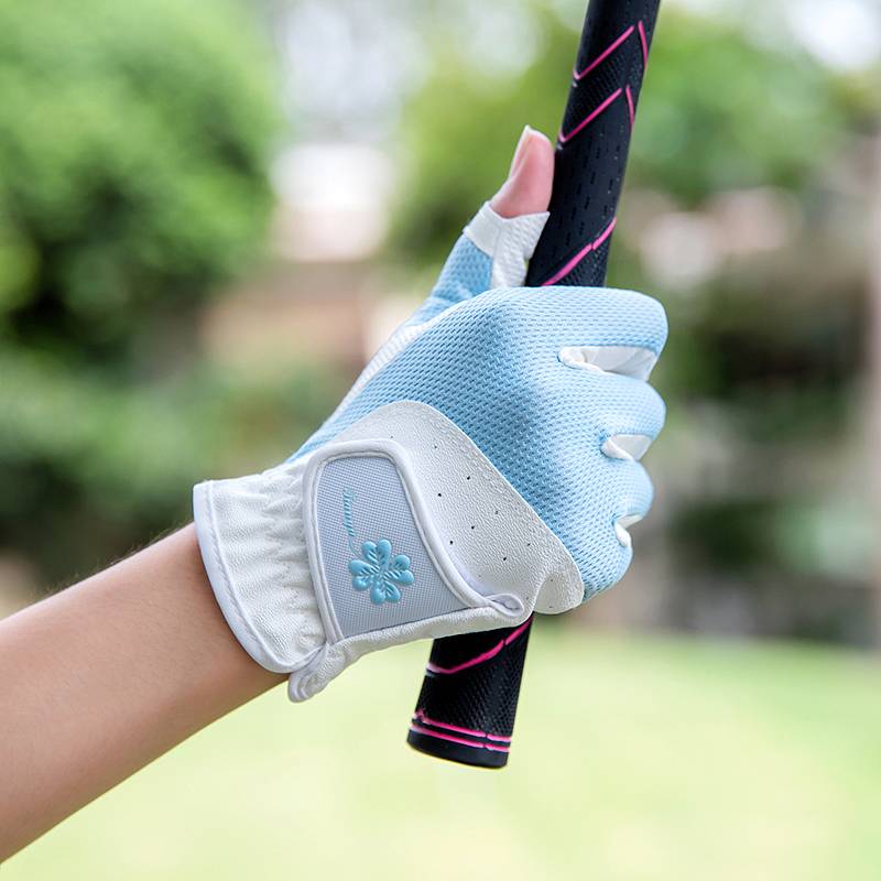 2 Double -free golf gloves Women's anti -slip silicone gloves dew fingers breathable can touch the screen 1 double installation