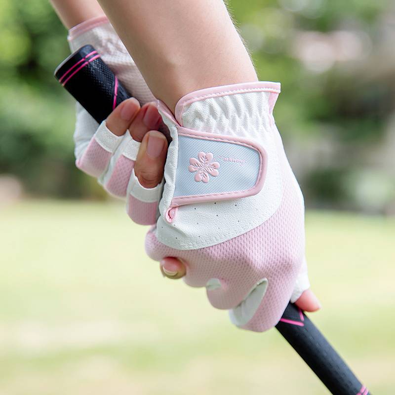 2 Double -free golf gloves Women's anti -slip silicone gloves dew fingers breathable can touch the screen 1 double installation