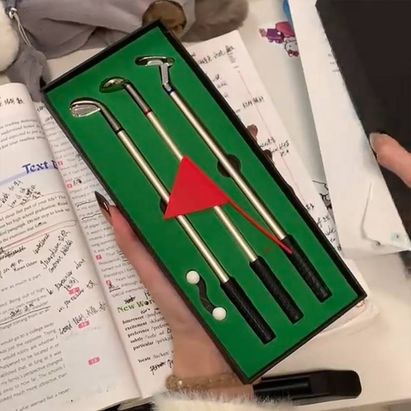 Home-based mini-golf toy set for doll-playing game depressor golf clubs
