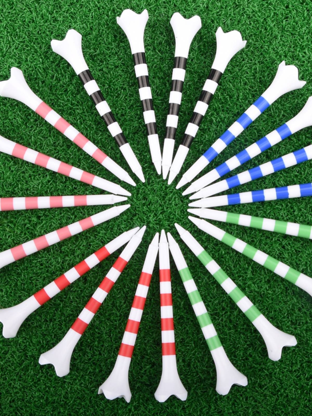 New golf striped plastic TEE 20 sets/pack of 4 clawed plastictee 70/83 mm tics Tee customise