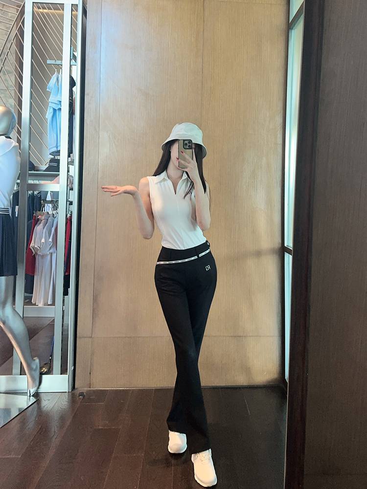Legolf's sports cuffless polo with a golf crotch suit for her