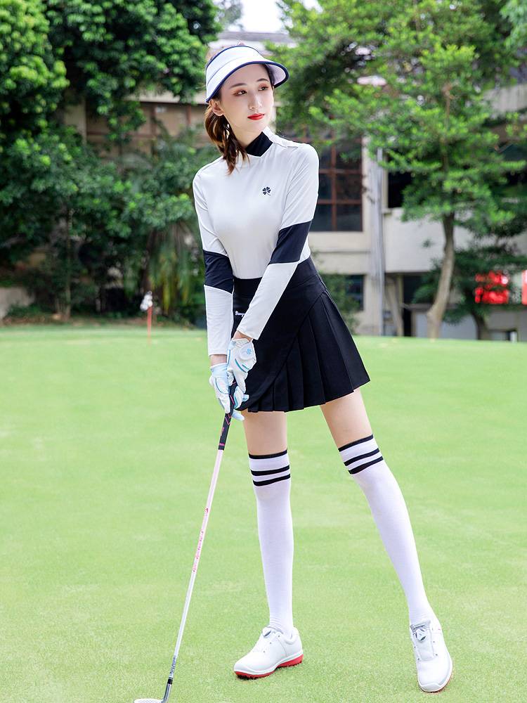 Spring and summer golfage women's fast -drying long -sleeved sunscreen clothes T -shirts anti -light shorts skirt set