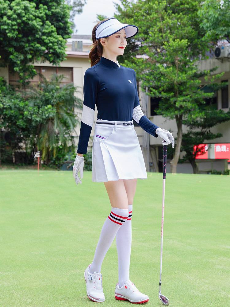 Spring and summer golfage women's fast -drying long -sleeved sunscreen clothes T -shirts anti -light shorts skirt set