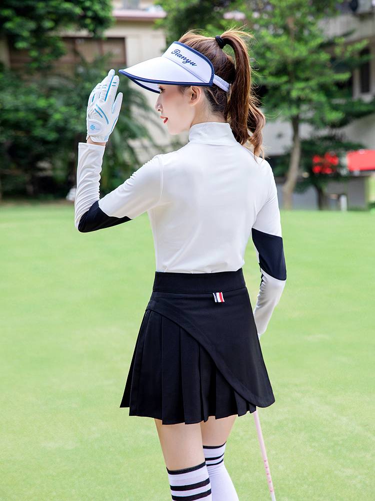 Spring and summer golfage women's fast -drying long -sleeved sunscreen clothes T -shirts anti -light shorts skirt set