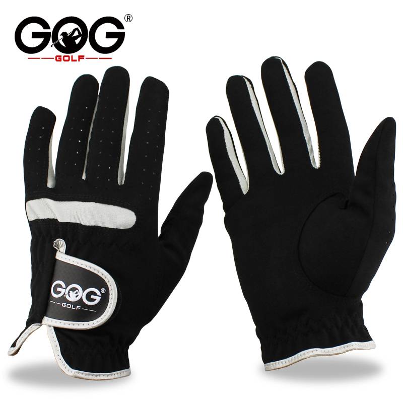 Golf glove men's super fibrous cloth black genuine GOG left and right hands comfortable, abrasion, breathable