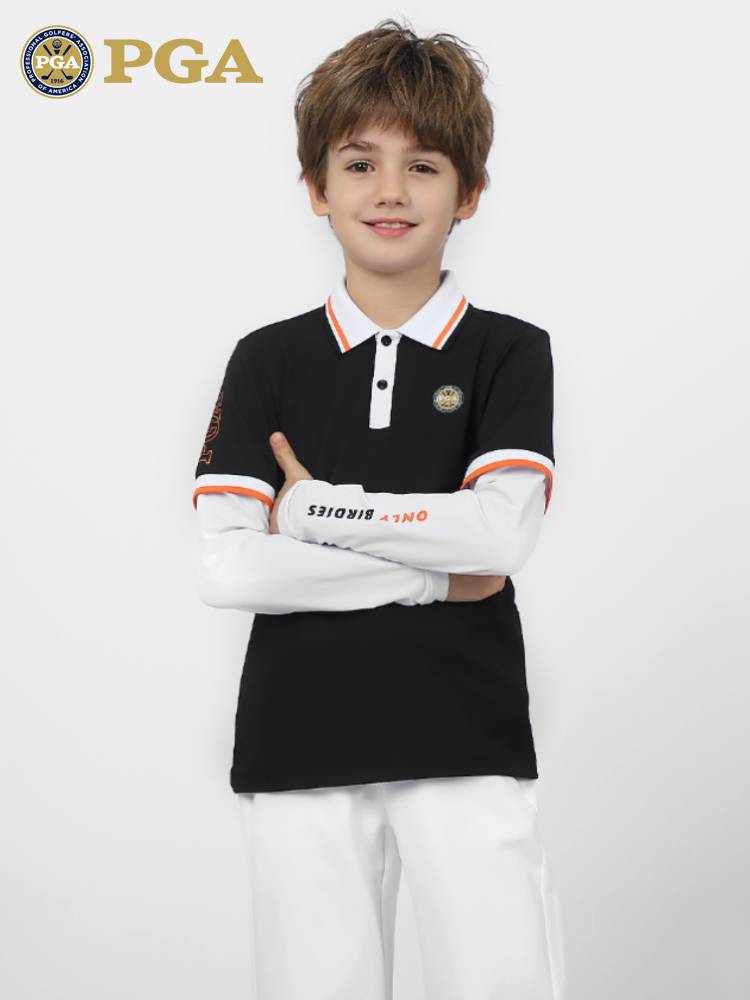 American PGA new children's golf costume boys top summer short -sleeved two long -sleeved long -sleeved clothes children's clothing