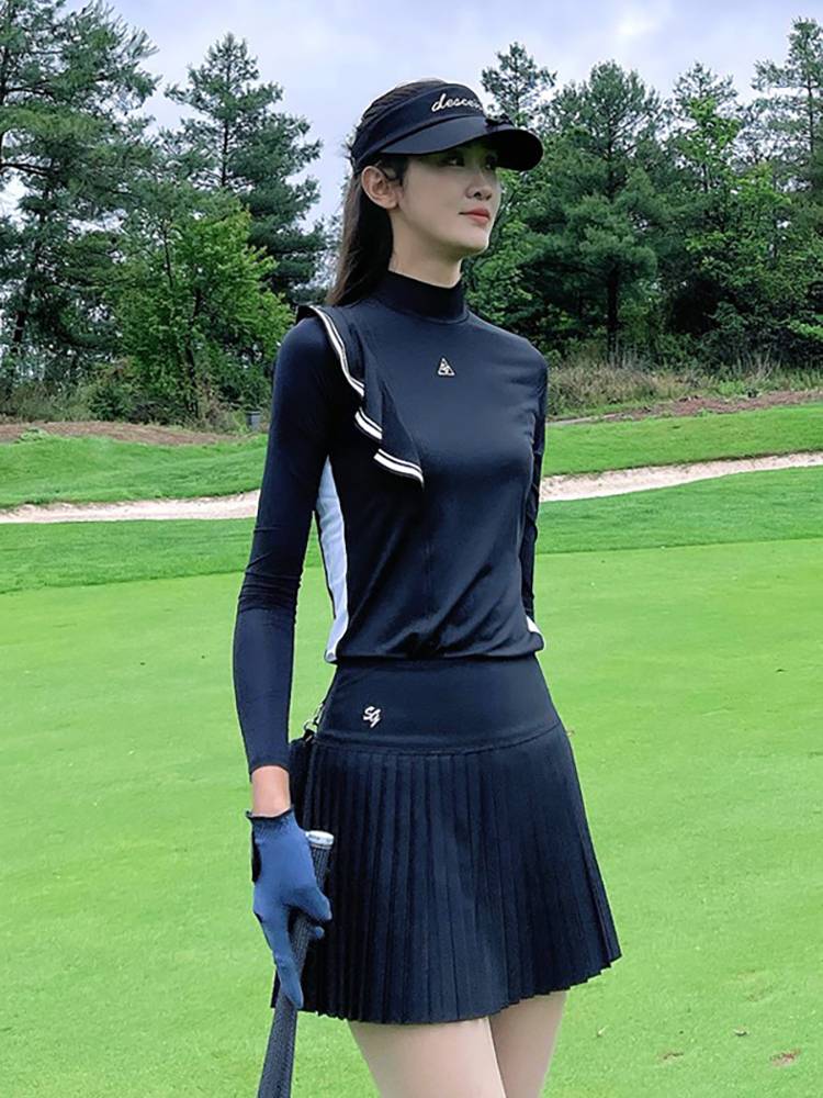Golf clothing women's suit summer ice silk long sleeve pleated skirt slimming golf women's clothes