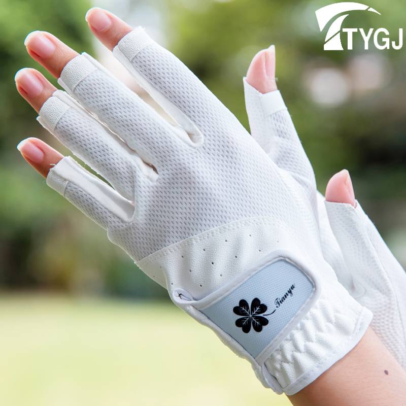 POUCH! MS. GOLF GLOVE GLOVES, SUMMER AIR-FINGERING, PU SMOOTHING, RIGHT AND RIGHT, TWO PAIRS OF HANDS