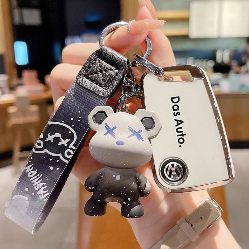 [Upgrade Bandbound] Volkswagen B, silver edge white+gradient hand rope+gray gradient bear pendant