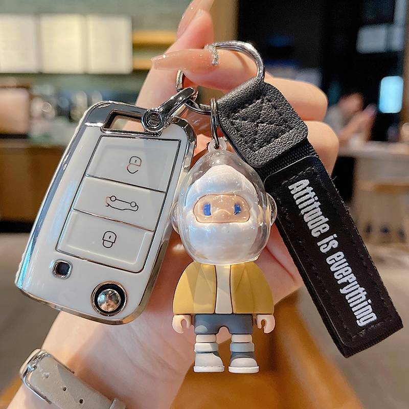Volkswagen B silver edge white+black English hand rope+travel boyfriend pendant