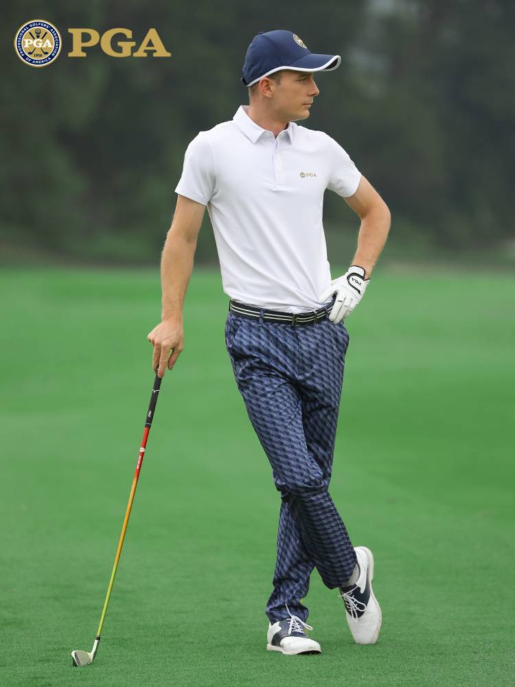 American PGA 2024 Summer Golf Fashion Men's Short -sleeved T -shirt Golf Polo shirt elastic fabric