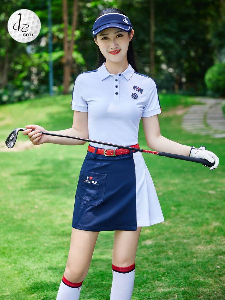 DE Summer 2024 New Product Golf Women's High -end Men's Brand Set Set White Jacket Comfortable Thin Short Sleeve