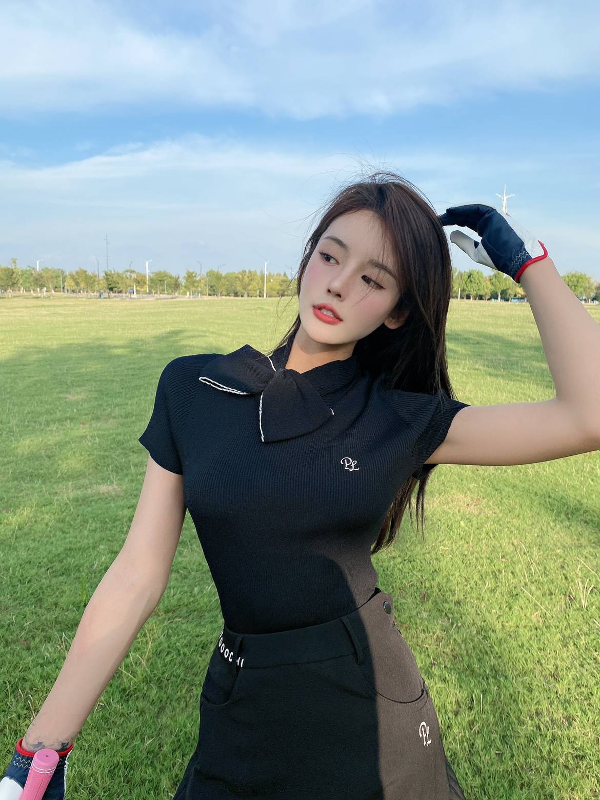 Golf clothing female Korean version of golf short -sleeved female thin elastic golf short -sleeved women's suite female golf skirt
