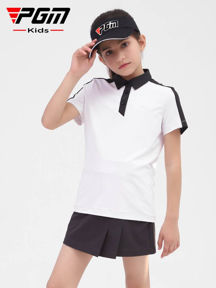 Pgm children's golf ball summer golf clothes girl clothing short -sleeved top new sports clothing